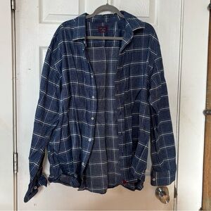 UntuckIt Blue Plaid Flannel Shirt Size XXXL